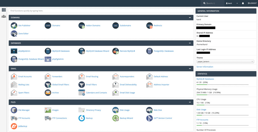 cPanel Dashboard | BigCloudy