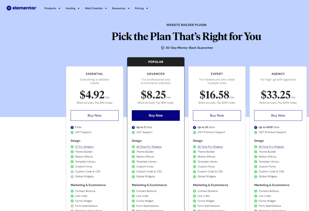 Elementor Page Builder Pricing | BigCloudy Blog