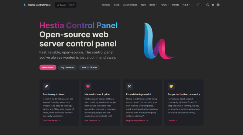 Bigcloudy hestiacp homepage