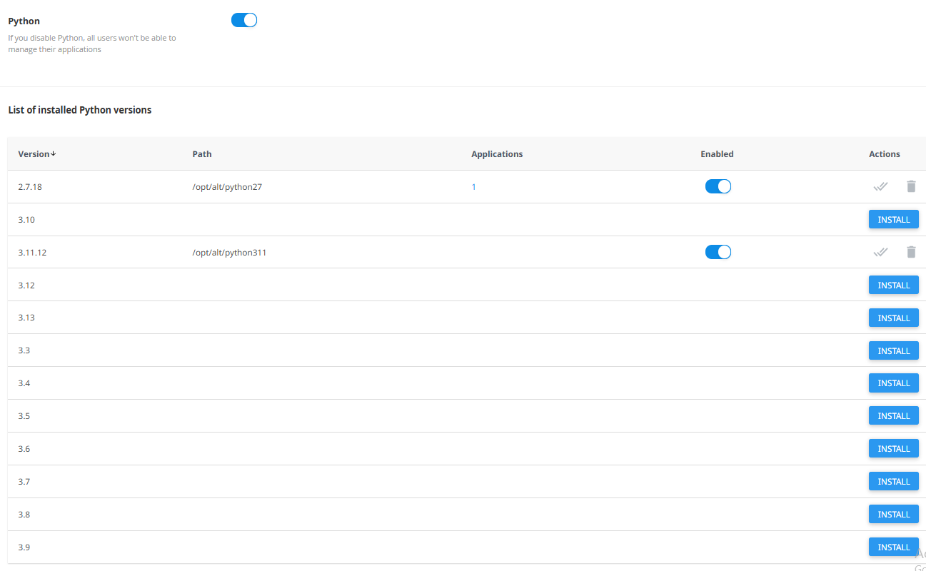 Manage Node.js and Python Versions with CloudLinux via WHM - BigCloudy ...