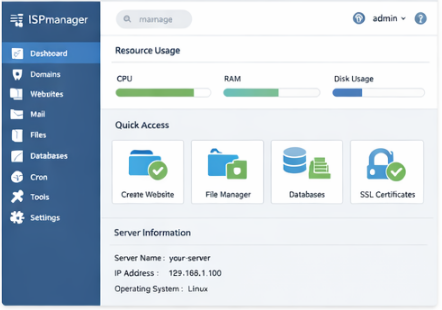 ISPmanager dashboard login BigCloudy