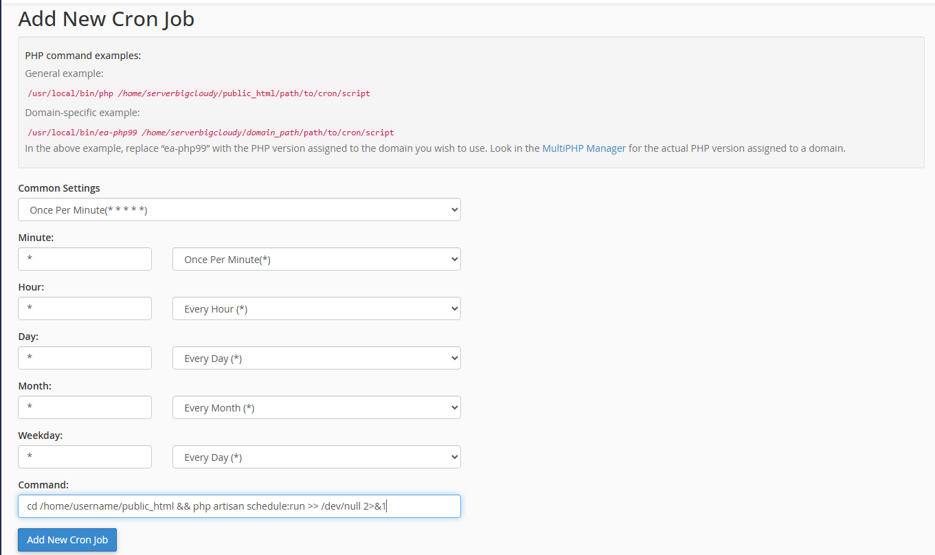 bigcloudy laravel crontab