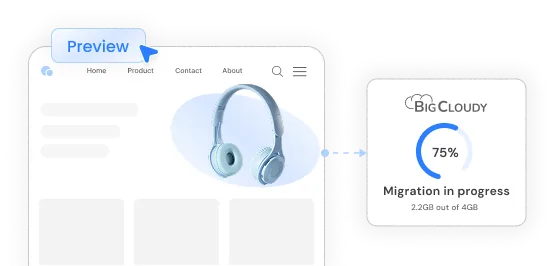 Migration preview with progress tracking